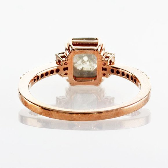Radiant Diamond Engagement Ring Fancy Gray 1.22 TCW 14K Rose Gold - Picture 6 of 8
